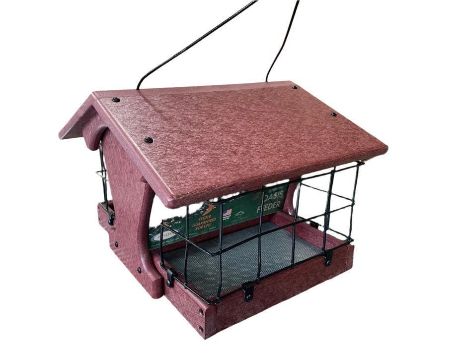 Oasis Recycled Bird Feeder with Dove Guard Cherry wood