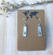 Rectangular-shaped leaf earrings with stainless steel wires