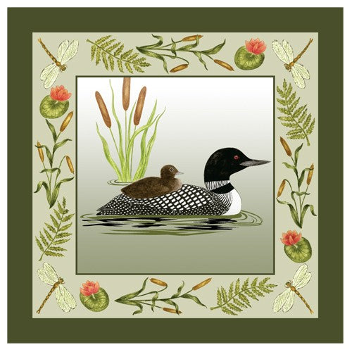 Loon Single Flour Sack Towel with Border