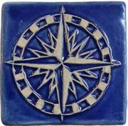Stoneware Tile Compass Rose - 4 x 4 inches Lake Michigan Blue