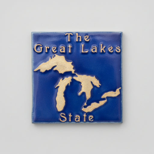 6x6 The Great Lakes State tle in Lake Michigan Blue