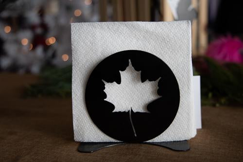 black maple leaf napkin holder
