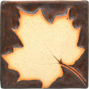Stoneware Tile Maple Leaf - 4 x 4 inches - brown