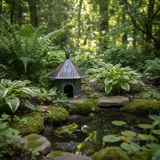 Toad House with Peacock Design - Dark Slate - Medium