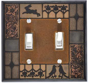 Mission Tile double Switch Plate Covers