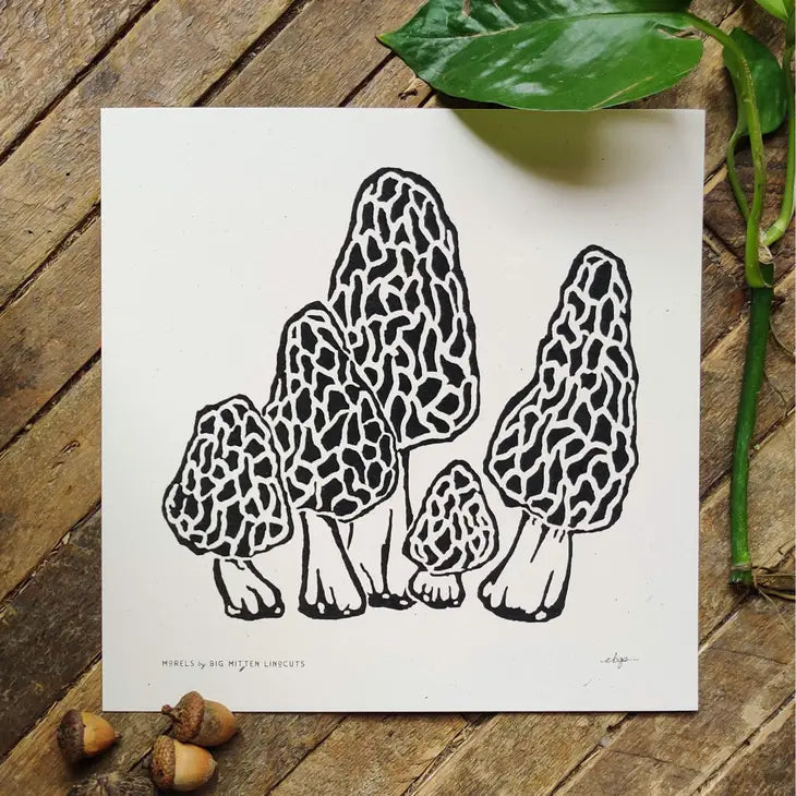 Morels Linoprint