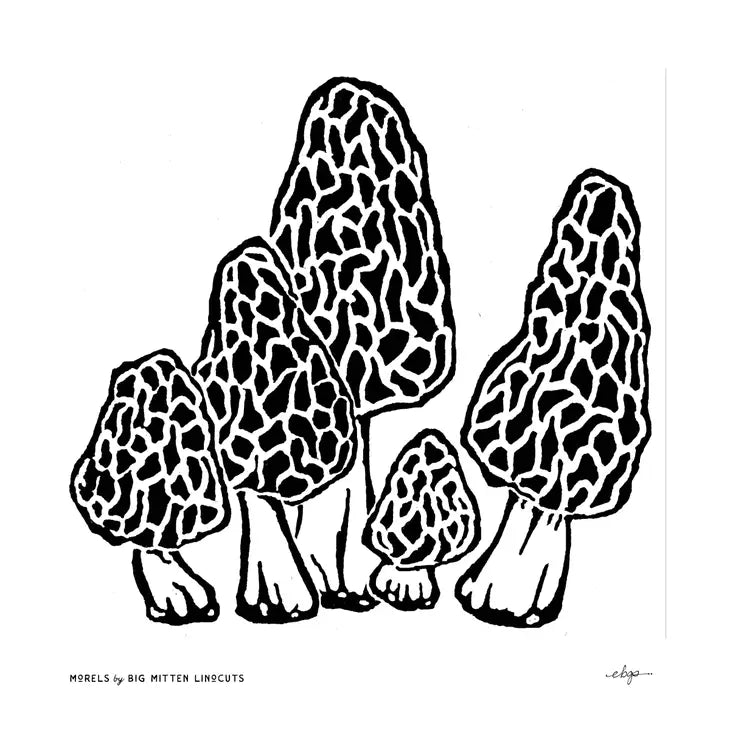 Morels Linoprint