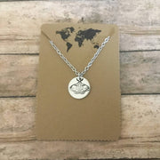 Moth circular charm necklace