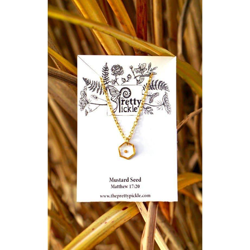 Hexagon Gold Plated Mustard Seed Necklace