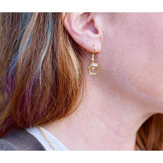Pretty Pickle Hexagon Mustard Seed Earrings