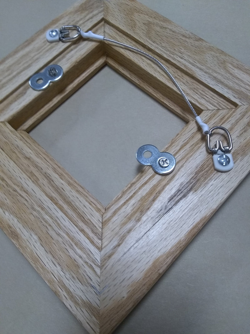 Natural Oak Frame - 4x4 Single Opening - back of frame and hanging hardware