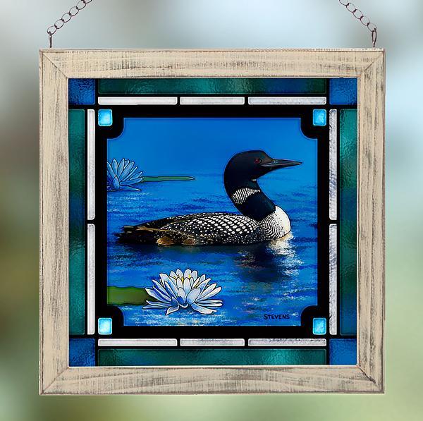 Northland Retreat Loon Stained Glass Art