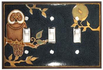 Owl Triple Light Switch Plate
