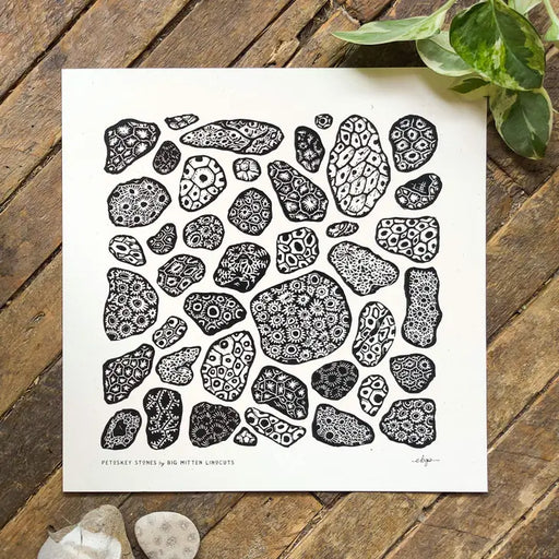 Petoskey Stones Linoprint