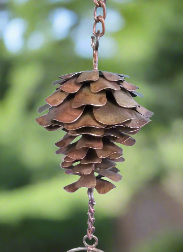 Pine Cone Flamed Hanging Ornament - detail close-up