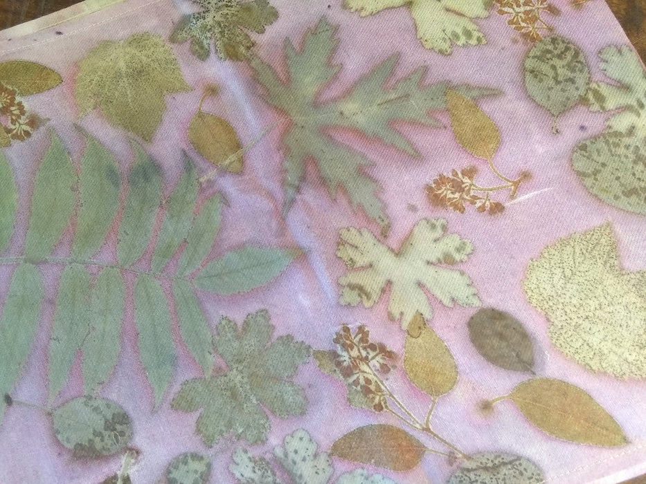 Silk/Wool Blend Scarf-cochineal-Sumac/Scented Geranium/Eucalyptus/Smoke Bush/Maple Leaves/Oak Leaves
