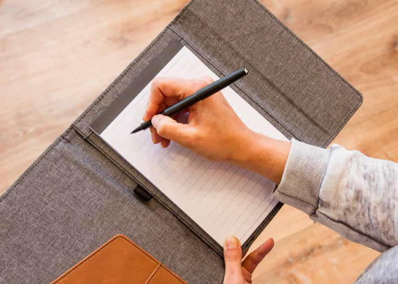 Portfolio Notebook - Faux Leather - Fern in use