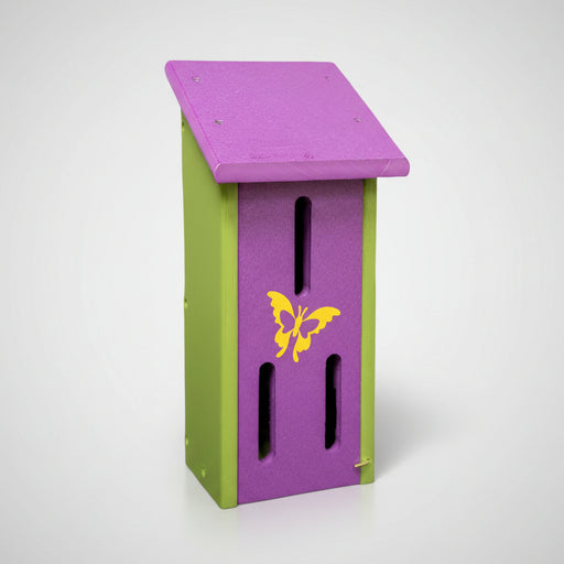 Green and purple recycled butterfly house
