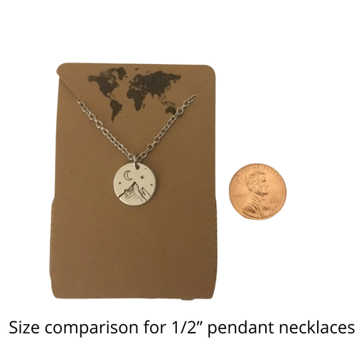 Raven circular charm necklace size