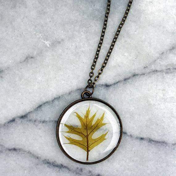 Pretty Pickle Red Oak Leaf Necklace