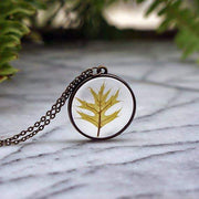 Real Red Oak Leaf Necklace