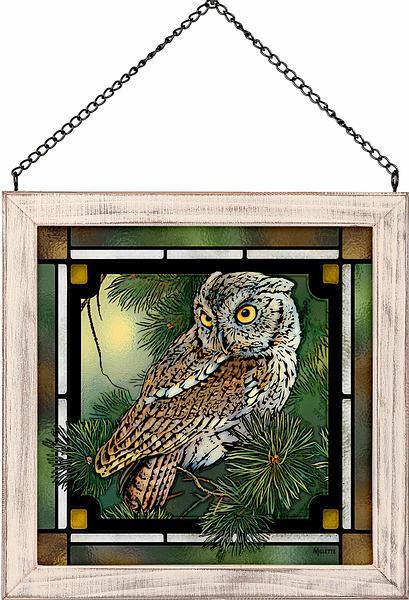 Screech Owl Stained Glass Art