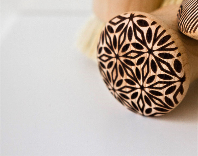Beech Wood Scrub Brush / Vegetable Brush - Starburst Pattern