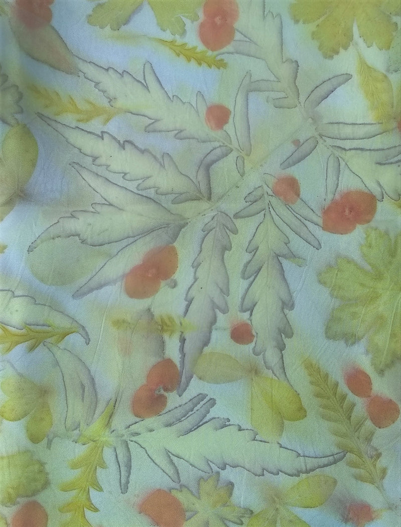 Silk Twill Scarf - Acid Dye- Sumac, Grevillea, Scented Geranium, Eucalyptus, Cranes Bill, Baptista