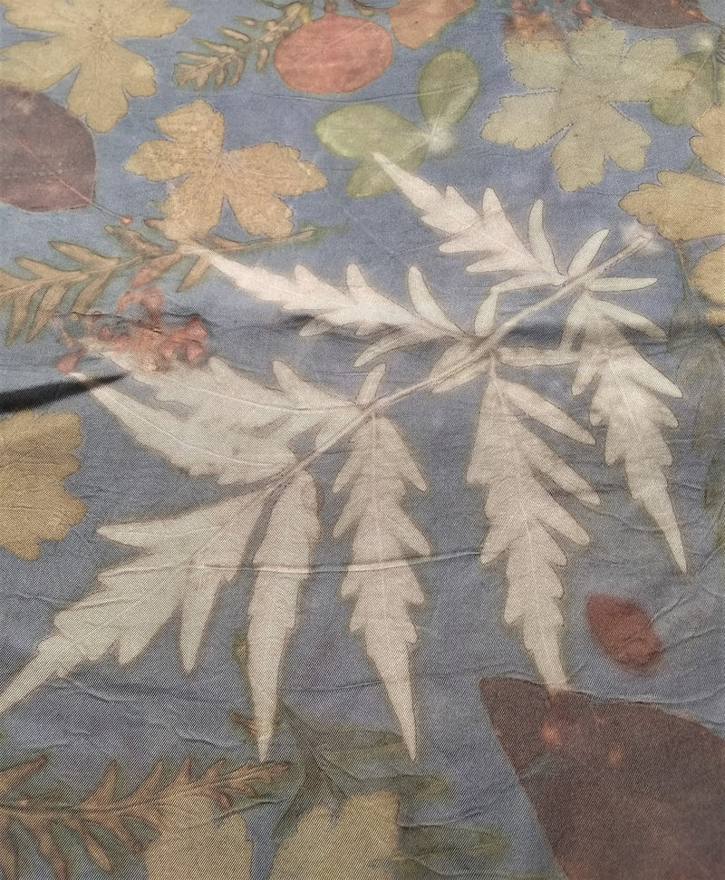 Silk Twill Scarf - Logwood details and texture