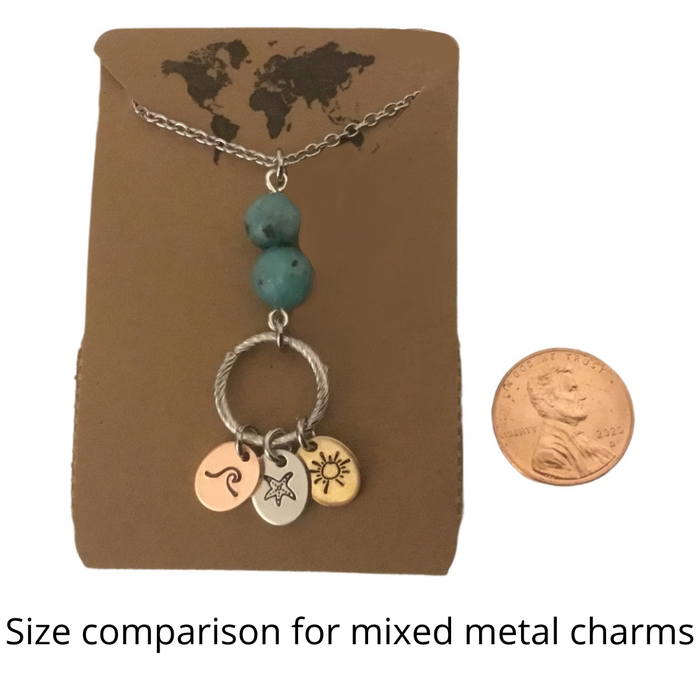 Size comparison for mixed metal charms