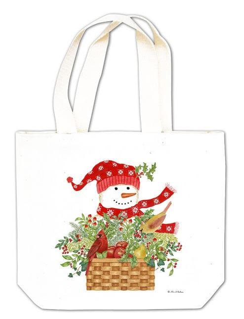Snowman with Basket Gift Tote
