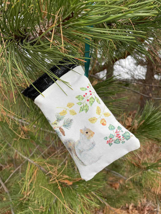 Squirrel Treat Bag with Frac Pack shown hanging