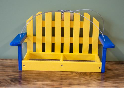 blue and gold swing bird feeder