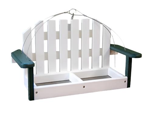 Green and White swing bird feeder