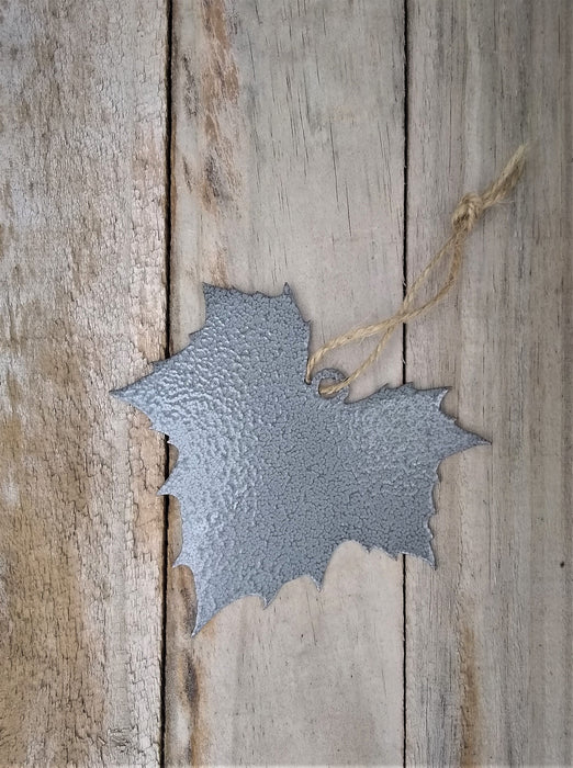 Sycamore Tree Leaf Ornament - Glossy Silver Vein