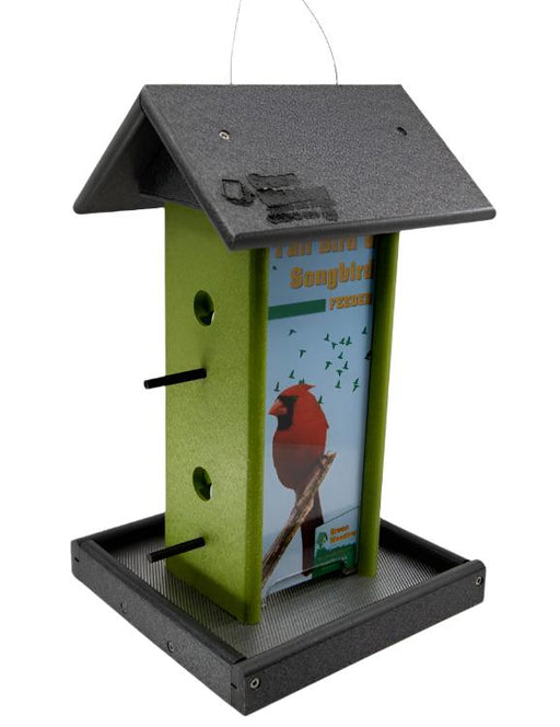 Tall songbird feeder in lime green