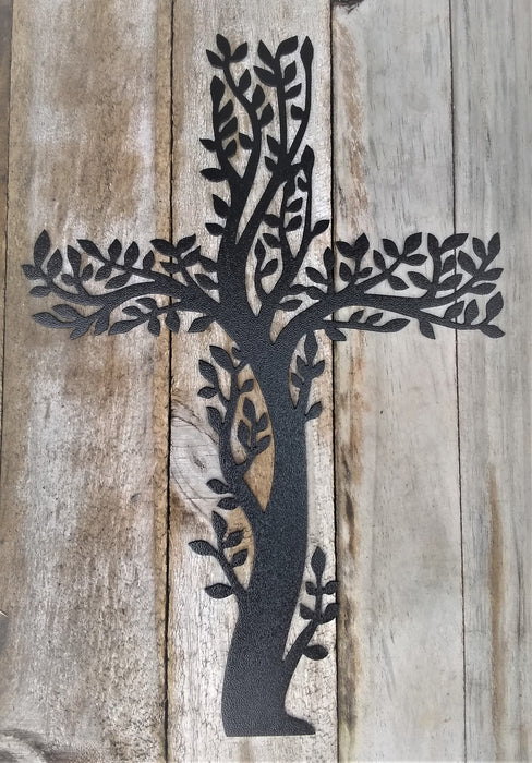 Tree of Life Cross Wall Art - Black River