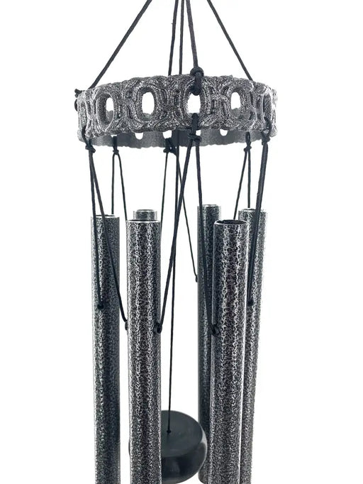 Tree Memorial Wind Chime Black and Silver - closeup
