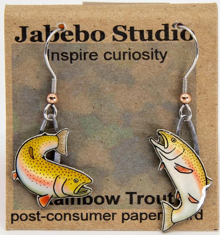 Rainbow Trout Fish Earrings Hand Made