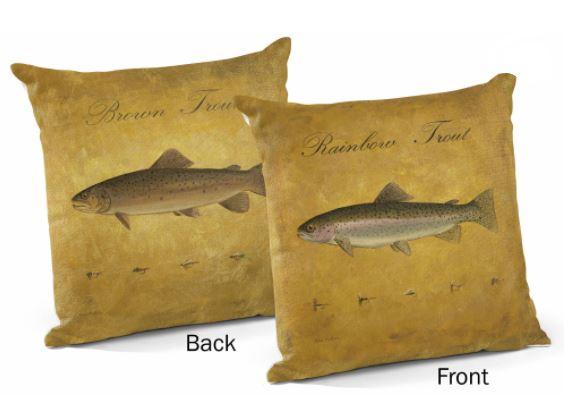 Brown/Rainbow Trout 18" Decorative Pillow