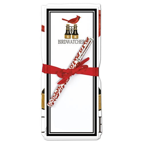Birdwatcher Flour Sack Towel & Magnetic Note Pad Set with Cardinal