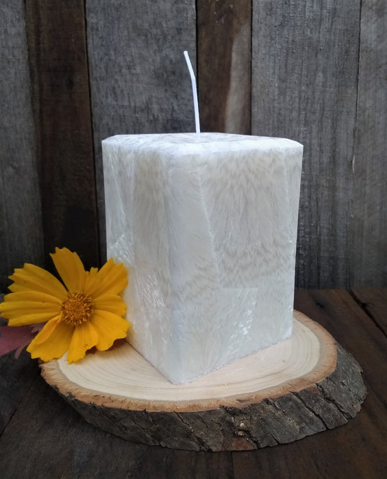 Palm Wax Square Pillar Candle - Coconut