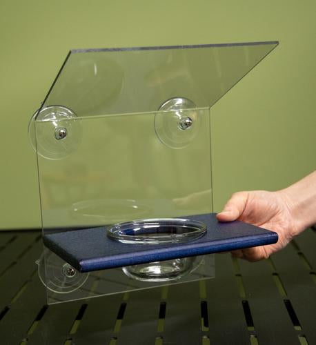 Blue oriole bird feeder - window mounted