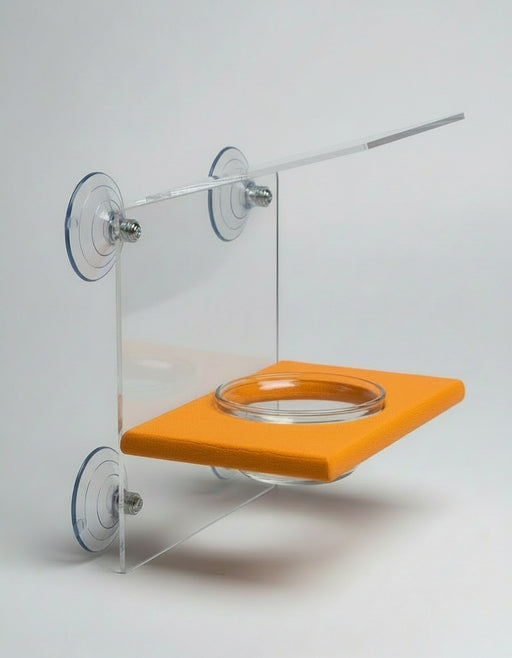 Orange window mount oriole bird feeder