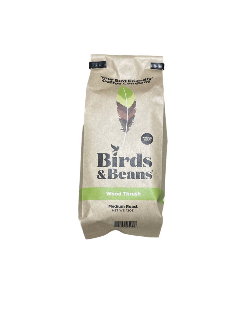 Wood Thrush Medium Roast Whole Bean Coffee in 12 oz bag