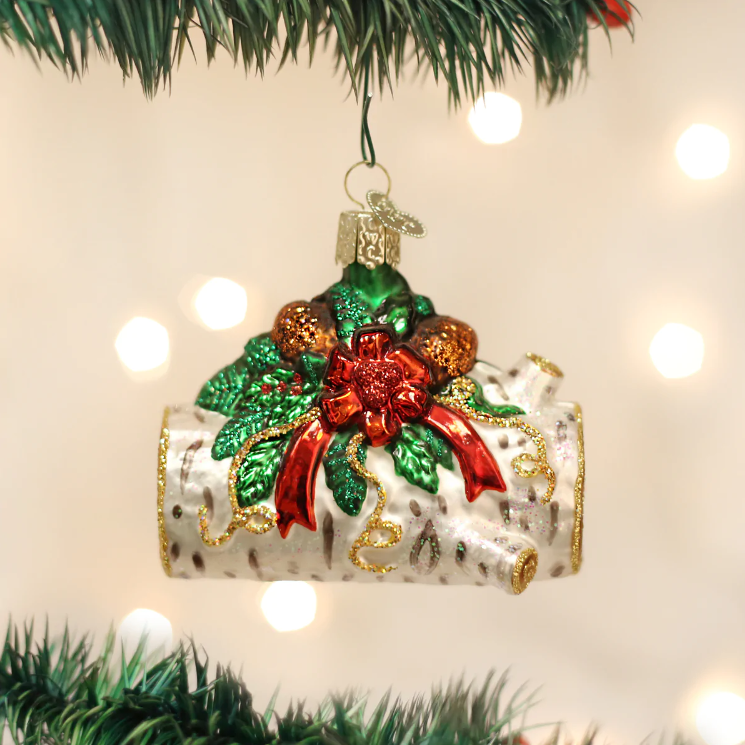 Yule Log Ornament in tree